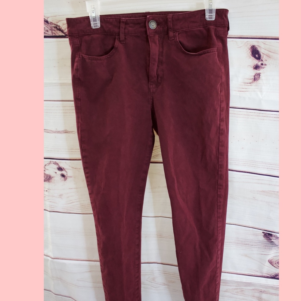 American Eagle Super Stretch Burgundy Pants
